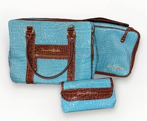 *Samantha Brown Croco Underseater—Turquoise Blue 3 Piece Set VGC